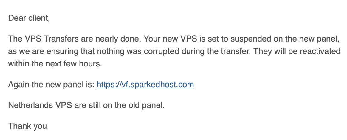 Message from Atomic Networks following Chicago VPS outage for several day (how not to do datacenter migration).